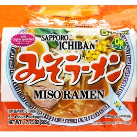 [SAPPORO ICHIBAN] Ramen Noodles, Miso Flavor, No. 1 Tasting Japanese Instant Noodles (3.5 Oz. x 30 pouches)