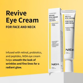 NIDA Revive Eye Cream For Face And Neck | Probiotic Solution, Retinal, Peptide | Wrinkles, Fine Lines, Cell Turnover, Firm Skin Texture, Radiant Skin, Moisture Retention | 1.35 fl. oz., 40ml