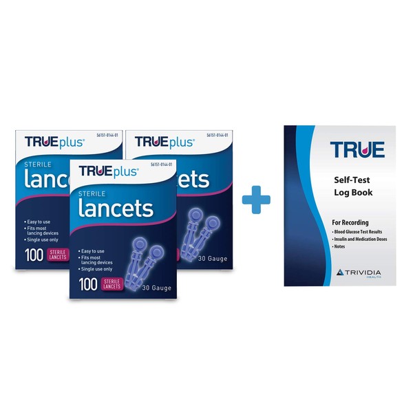 3 x 100ct 30g TRUEplus® Lancets + TRUEplus® Log Book