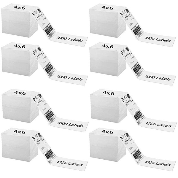 Immuson Fanfold 4x6 Thermal Labels, 8 Pack of 8000 Folding