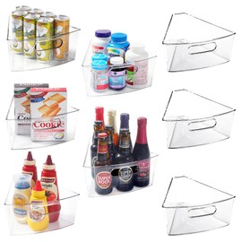 Leeden Lazy Susan Organizer for 28" Diameter Corner Lazy Susan, Plastic Kitchen Cabinet Storage Bins with Handle, 8 Packs, 1/8 Wedge - Food Safe, BPA Free