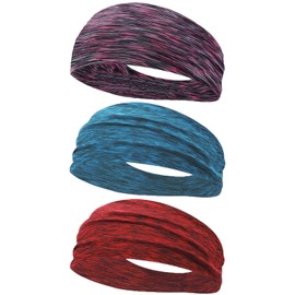 AOIIWER Headband, Sweatband, 3-Piece Set, Sports Turban, Thin, Men's, Stretchy, Breathable, Light and Quick Drying, Hair Tie, Running, Yoga, Gym, Muscle Training, Athletic, Facial Washing, Unisex