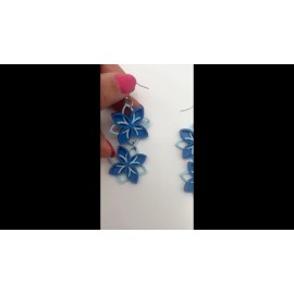 Unbranded Two Tone Floral Dangle Earrings -  3D Printed - Geometric - Color Blocking