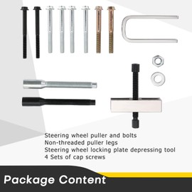 Acymner Car Steering Wheel Puller Compressor Remover Set | Automotive Steering Wheel Lock Plate Compressor Removal Tool Kit, for Most Cars, SUVs and Light Trucks