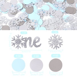 240PCS Winter Wonderland Paper Confetti - Baby Blue and Grey, First Birthday Snowflake Table Scatter, Confetti for Baby Shower, Baby Sprinkle, Winter Wonderland Decorations(Baby Blue and Grey)