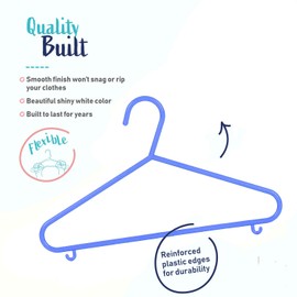 DIVCHI 40 Pack Children's Hanger Plastic Tubular Kids Hangers Non Slip Clothes Hanger Multicolour for Kids Babies (40-Pack)