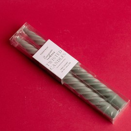 Paddywax Taper Candles Colorful Twisted Tapers Cypress + Fir Scented Dinner Candle Set, 10-Inch, Evergreen, 2-Count