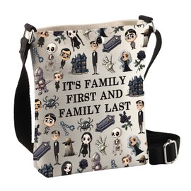 BDPWSS Addams Family Merchandise Broadway Musical Gift It's Family First And Family Last The AD Family Fans Crossbody Bag (First last family CbagCA)