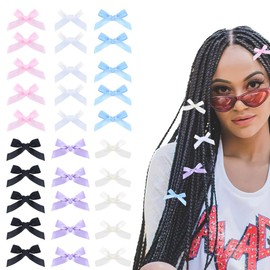 Small Hair Ribbon Bow Clips for Girls Mini Bow Hair Clips Accessories for Women Girls Satin Ribbon Hair Bows Clips Barrettes 30 PCS Colorful Mini Bowknot Hair Clips for Teens