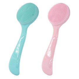 Zorfeter 2 Pack Silicone Facial Cleansing Brush, Skin Friendly Waterproof Face Scrubber Exfoliator, Soft Facial Brush for Blackheads Makeup Residues Removal (Blue, Pink)
