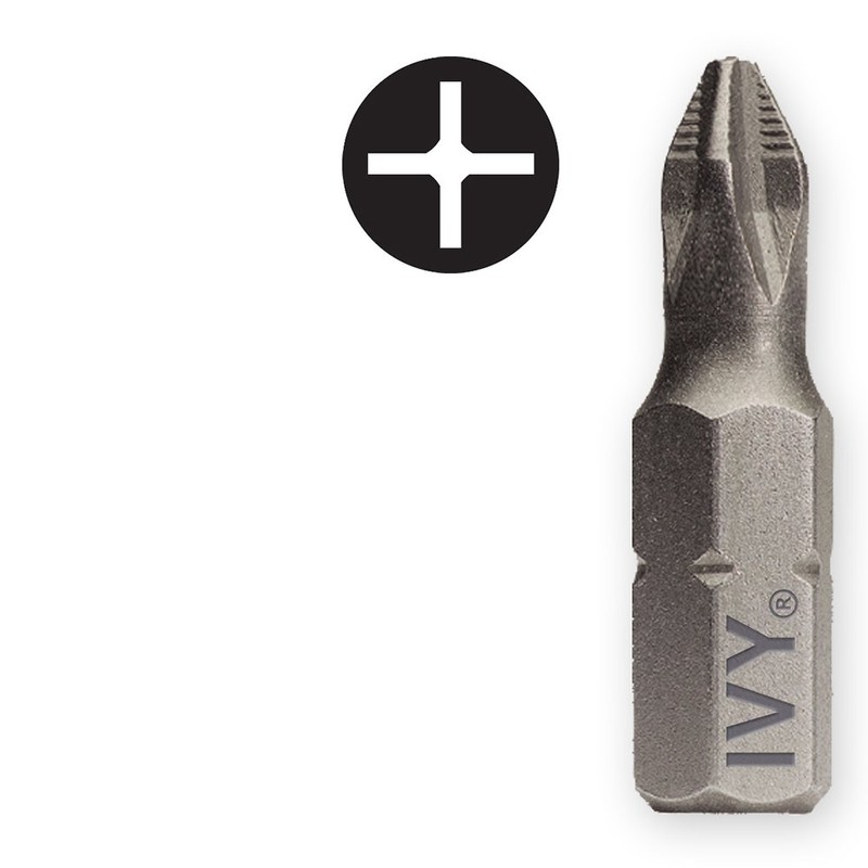 IVY Classic 45703 1-Inch #2 Phillips Ribbed Reduced Insert Bit,