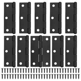 JJWNMLL Black Door Hinges 10 pcs - 75mm (3 Inch) Cupboard Door Hinges with 60 pcs Black Screws Door Hinges Internal for Home Furniture Wooden Door Hinge