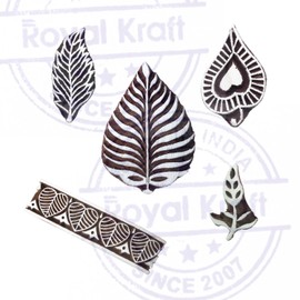 Royal Kraft Designer Pattern Border and Leaf Wood Block Stamps (Set of 5)