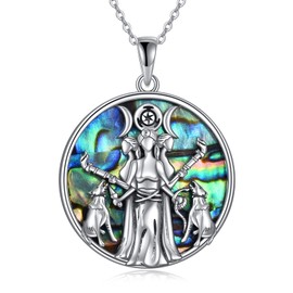 Goddess Hecate Necklace 925 Sterling Silver Wiccan Wheel of Hecate Pendant Necklace Pagan Witch Jewelry Gifts for Women Girls