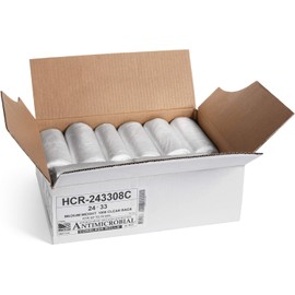 Aluf Plastics High Density Trash Bags, 16 Gallon, 1000 Count, 8 Micron (eq), 24" x 33", Clear, for Bathroom, Office, Industrial, Commercial, Janitorial, Municipal, Recycling