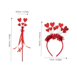 Baluue 1Set Valentine's Day Heart Headband Glitter Headdress with Wand Hair Hoops for Festivals Parties Weddings Romantic Occasions