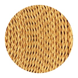 10 Meter altes 2-adriges rundes elektrisches Kabel mit goldfarbenem Stoffbezug. Textilkabel. Ideal für Lichter, Blitze und Lampen.