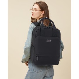 LOVEVOOK Women's Laptop Backpack with Separate Laptop Compartment, black, 15.6 inches