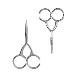 Premium Curved and Rounded Nose Hair Scissors for Men/Women - Nail Cuticle Manicure Scissors Shears Kit for Beard/Mustache, Facial Hair, Eyebrows, Eyelashes (2 Pack)