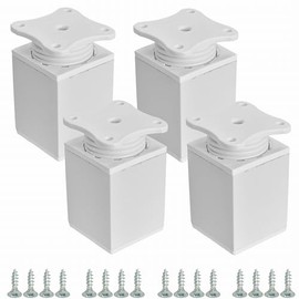 STOLMET Furniture Feet for Furniture, Pack of 4, 60 mm Furniture Legs, Living Room, Kitchen, Bedroom, Cabinet, Sofa Armchair, Plastic, Height Adjustable, Glossy White