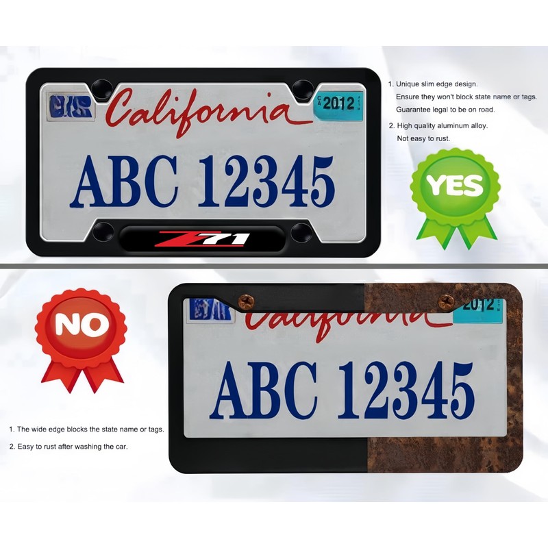 2Pcs for z71 Black Metal Licence Plate Frame Compatible Accessories