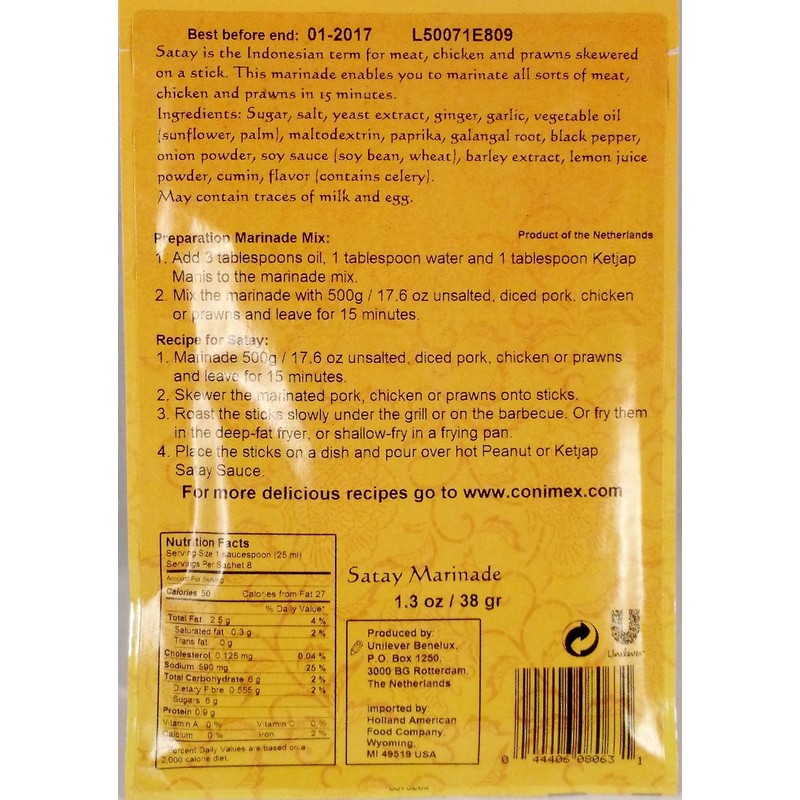Conimex Satay Marinade Mix Indonesian Pork and Chicken 1.3 oz