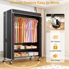 ULIFHOME P6C Plus Rolling Clothes Rack with Cover, Covered Clothing