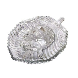 Satre Online and Marketing Crystal Glass Leaf Plate with Tortoise Set, Glass Tortoise, Leaf Plate, Ashtray, Beautiful Feng Shui 2 Pcs