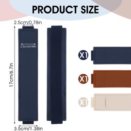 oruola 3pcs Elastic Pen Holder for Notebook,Leather Elastic Pen Holder,Adjustable Elastic Band Pen Sleeve,Detachable Pencil Holder for Journal,Planners,Binders,and Books,3 Colors Blue Brown Off White