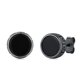 Black Onyx Earrings 925 Sterling Silver Black Stud Earrings Punk Gothic Earring Viking Jewelry Rune Norse Gifts for Women Men, Sterling Silver, Onyx