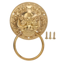 Door Knocker Chinese Style Animal Head Style Modelled Antique Brass Easy Install Corrosion Resistant Brass Door Knocker