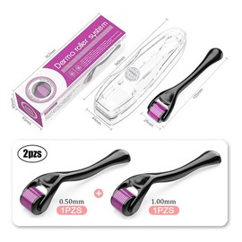 2PCS Rodillo Facial,0.5MM/1MM,Facial Para Herramientas Rodillo Para Rostro Herramientas, Adecuado para Masajes Facialesy Capilares(2PCS)