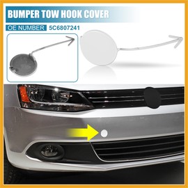 Partuto Car Front Bumper Tow Hook Cover 5C6807241 for Volkswagen Jetta 2012-2014 Tow Hook Eye Lid Cover Trailer Cap White Replacement