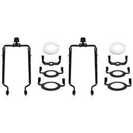 2pcs 7Inch Lamp Shade Harp Holder Adjustable Lamp Harp Kit E14,E26,E27 Light Base Adapter Black Horn Lampshade Bracket