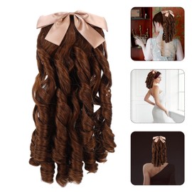 Lurrose Hair Replacement Wigs Victorian Wig Ladies Curly Hair Human Wigs Retro Ringlet Ponytail Extension Hairpiece Ringlet Wig Costume Women Wigs Human Hair Wigs Ponytail Curly Wig Women's Wigs