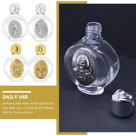 PASOLABE 4Pcs Holy Water Bottle Glass Holy Water Container, Christian Catholic Jesus Container Empty Oil Containers for Baptism Party Wedding Church