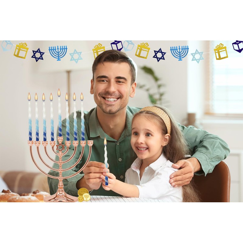 The Dreidel Company Deluxe Twisted Spiral 45 Blue & White