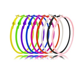 9 Pairs 80S Neon Hoop Earrings for Women Dainty Candy Color Nightclub Earring Retro Colorful Lightweight Matte Metal Hoop Earrings for 80's Costume Outfit Glow Dancing Party Gift