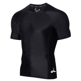 LAFROI Men's Short Sleeve UPF 50+ Baselayer Skins Compression Rash Guard (Sym Black, X-Large)