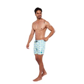 Alfani Traje de Baño para Hombre Short de Nadar Corto Secado Rápido con Bolsas Laterales y Trasera TB2401-Coral Azul M