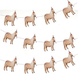 AK Giftshop Pony Horse Bunting Party Decorations - 12pcs / 2.5m Ribbon Multicolor
