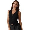 QINSEN Womens V Neck Vest Top Sleeveless Button Down Fully
