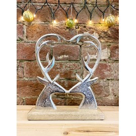 SiL Interiors Nordic Scandinavian 26cm Christmas Stag Heart Silhouette Ornament Decoration