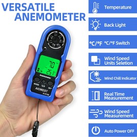 AIOMEST AI-816B Anemometer, Ultra Mini Wind Meter, Digital High Precision Anemometer, Outdoor Sports Work Drone for Fishing and Farming, Sailing, Wind Speed Temperature Measurer, Max, Average Wind