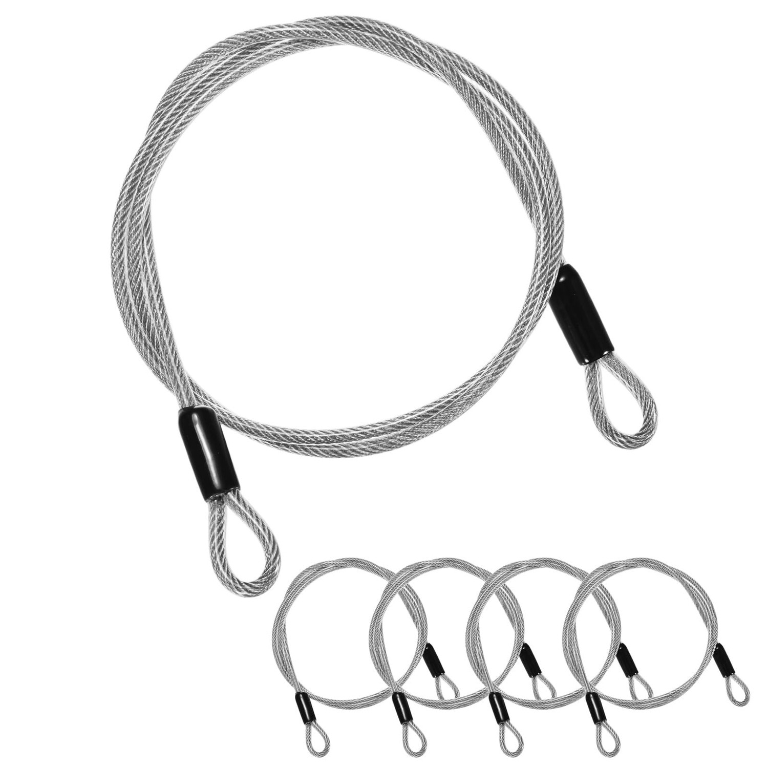 M METERXITY 5-Pack Security Cable Lock, 4FT 5mm PVC Coated Stainless ...