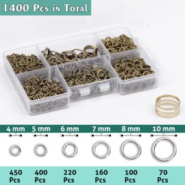 GMMA Red Copper Jump Rings for Jewelry Making 6 Sizes with Open/Close Tools 1400 Pcs Stainless Steel Jump Rings for Necklace Bracelet Repair Keychains Jewelry Making Supplies(Red Copper)