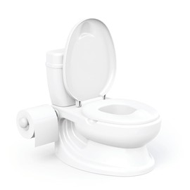 DOLU : Teaching Toddler Potty - White - Realistic Design Training Toilet For Toddlers, Adjustable Height, Washable Pot, Flush Sound Effects, Ages 18mo+