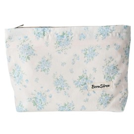 Blue Floral Makeup Bag,Cosmetic Bag for Women, Large Capacity Toiletry Bag,Zipper Pouch, Travel Accessories Storage with Lining