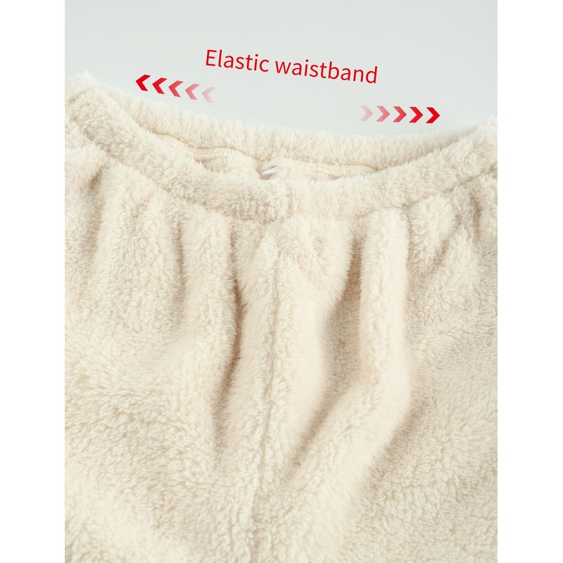 Gihuo Women' s Fluffy Pajamas Set Fleece Pullover Pants Loose