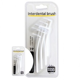 Dental L-Type Interdental Brush, 7-Pack, SSSS Size Fine Brush 2ea
